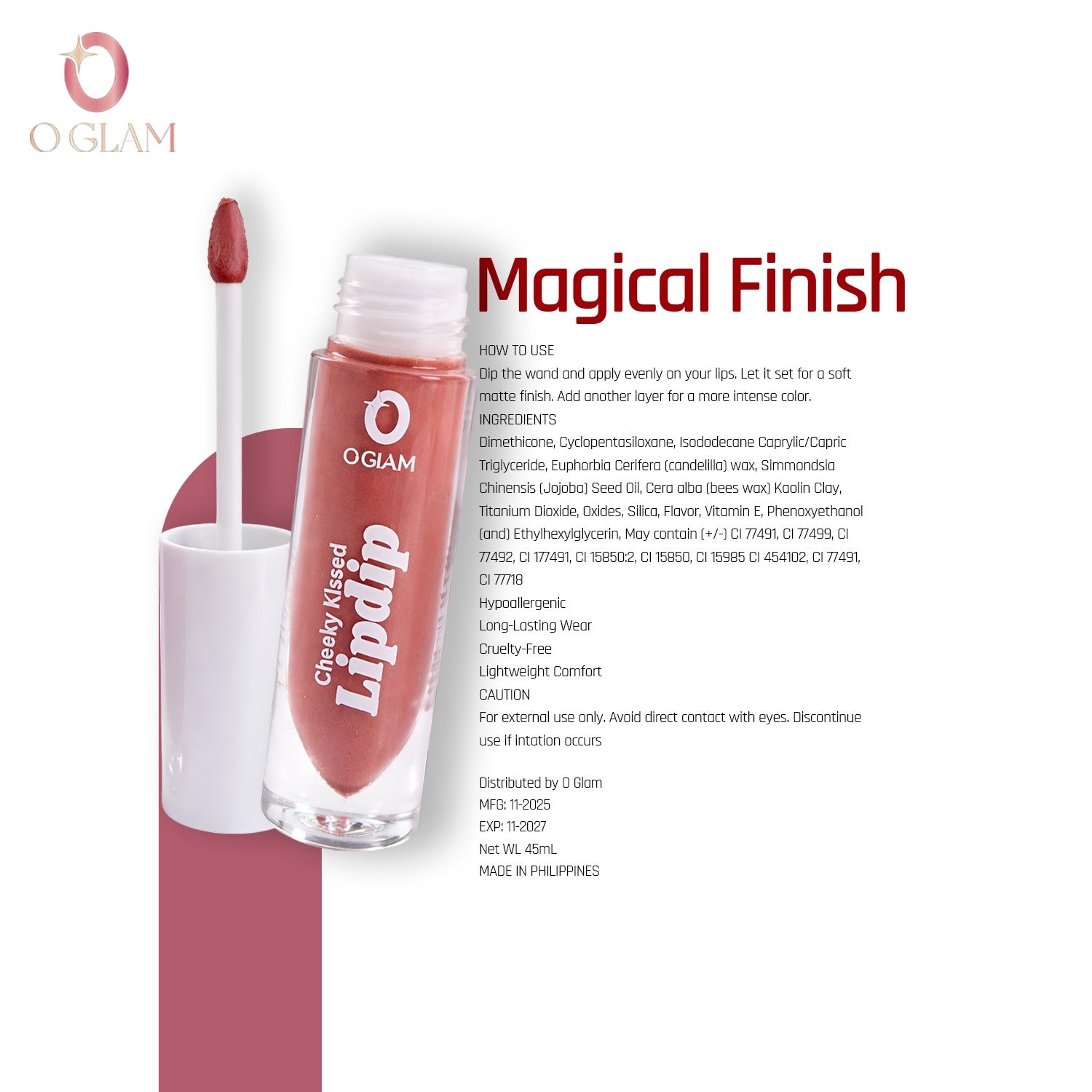 Cheeky Kissed Lipdip (Multi-way) by O Glam - CINNAMON