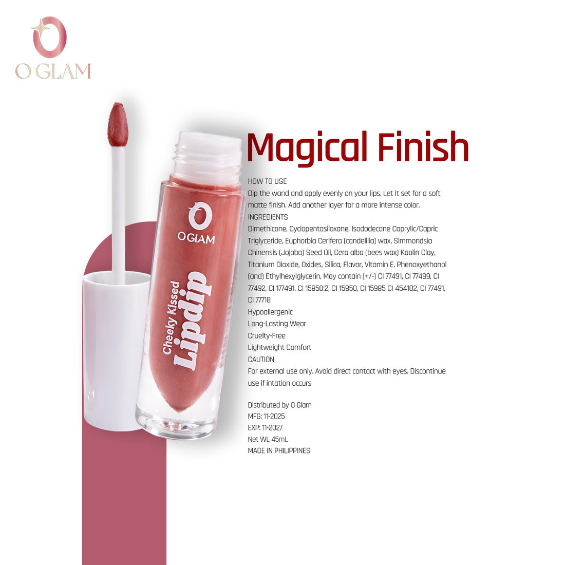 Cheeky Kissed Lipdip (Multi-way) by O Glam - CINNAMON